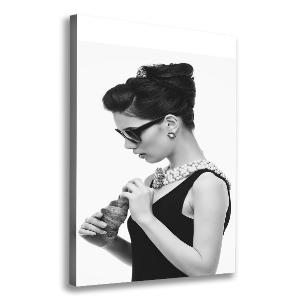 Cuadro canvas decorativo para salón vertical Mujer con gafas