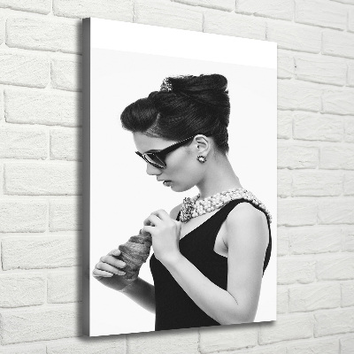 Cuadro canvas decorativo para salón vertical Mujer con gafas