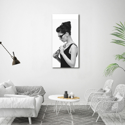 Cuadro canvas decorativo para salón vertical Mujer con gafas