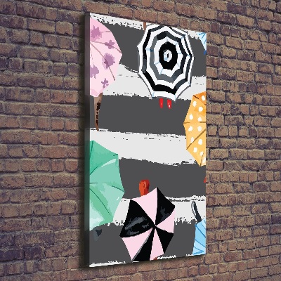 Cuadro moderno en lienzo resistente uv vertical Paraguas de colores