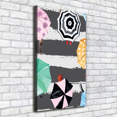 Cuadro moderno en lienzo resistente uv vertical Paraguas de colores