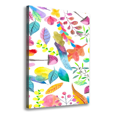 Impresión en lienzo vertical Hojas y hongos