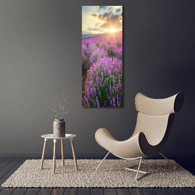 Cuadro canvas decorativo para salón vertical campo de lavanda
