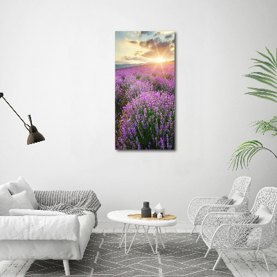 Cuadro canvas decorativo para salón vertical campo de lavanda
