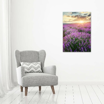Cuadro canvas decorativo para salón vertical campo de lavanda
