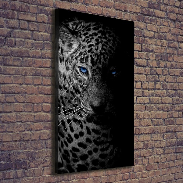 Cuadro canvas decorativo para salón vertical Leopardo