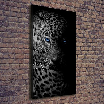 Cuadro canvas decorativo para salón vertical Leopardo