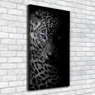 Cuadro canvas decorativo para salón vertical Leopardo