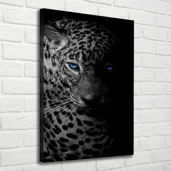 Cuadro canvas decorativo para salón vertical Leopardo
