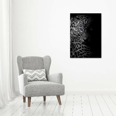 Cuadro canvas decorativo para salón vertical Leopardo