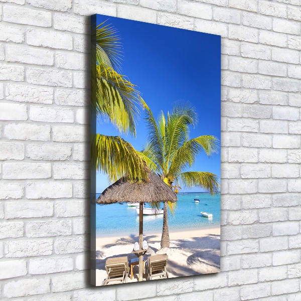Cuadro canvas decorativo para salón vertical Playa tropical