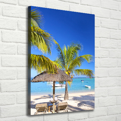 Cuadro canvas decorativo para salón vertical Playa tropical