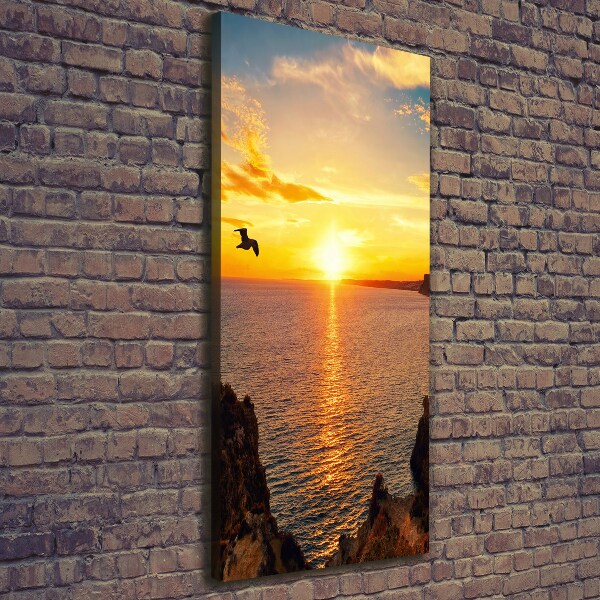 Cuadro moderno en lienzo resistente uv vertical Mar al atardecer