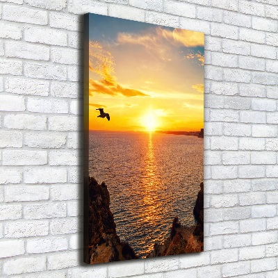 Cuadro moderno en lienzo resistente uv vertical Mar al atardecer