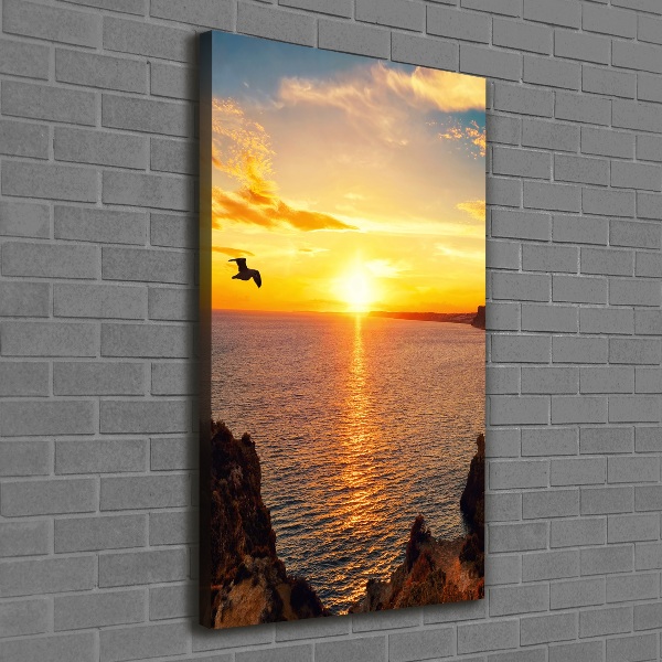 Cuadro moderno en lienzo resistente uv vertical Mar al atardecer