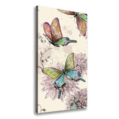 Cuadro canvas decorativo para salón vertical mariposas coloridas