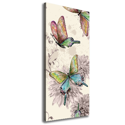 Cuadro canvas decorativo para salón vertical mariposas coloridas