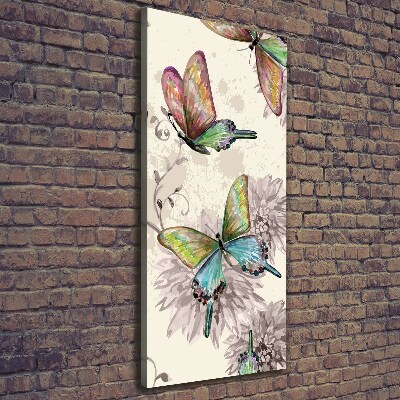 Cuadro canvas decorativo para salón vertical mariposas coloridas
