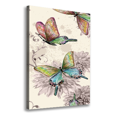 Cuadro canvas decorativo para salón vertical mariposas coloridas