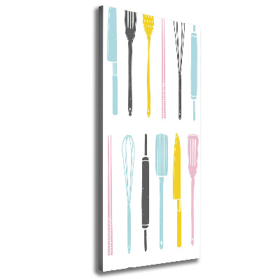 Cuadro canvas decorativo para salón vertical Utensilios de cocina