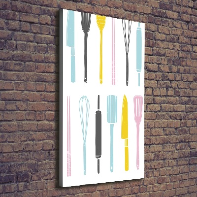 Cuadro canvas decorativo para salón vertical Utensilios de cocina