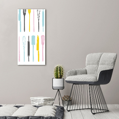 Cuadro canvas decorativo para salón vertical Utensilios de cocina