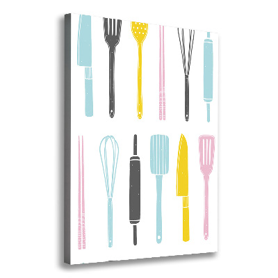 Cuadro canvas decorativo para salón vertical Utensilios de cocina