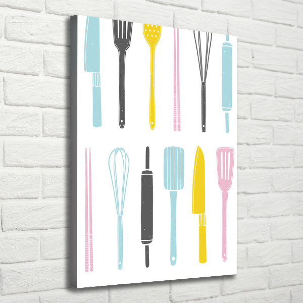 Cuadro canvas decorativo para salón vertical Utensilios de cocina