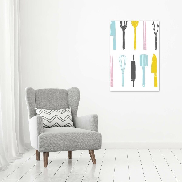 Cuadro canvas decorativo para salón vertical Utensilios de cocina