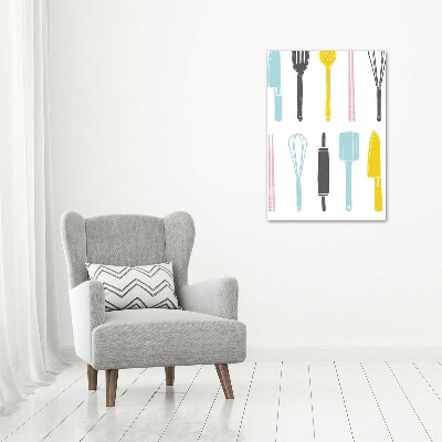 Cuadro canvas decorativo para salón vertical Utensilios de cocina