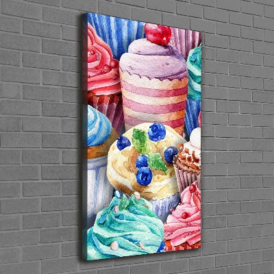 Impresión en lienzo vertical Cupcakes coloridos