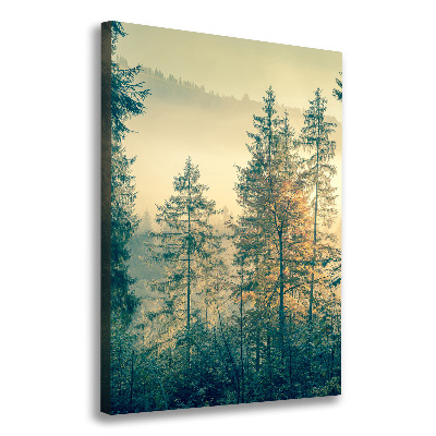 Fotografía en lienzo vertical Niebla sobre el bosque