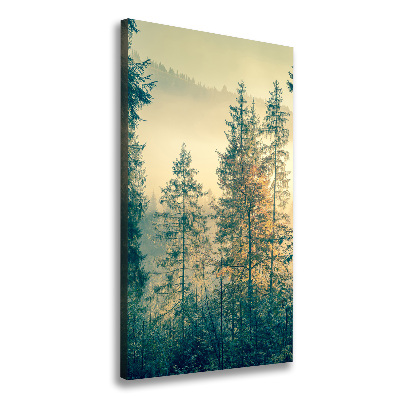 Fotografía en lienzo vertical Niebla sobre el bosque