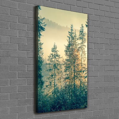 Fotografía en lienzo vertical Niebla sobre el bosque