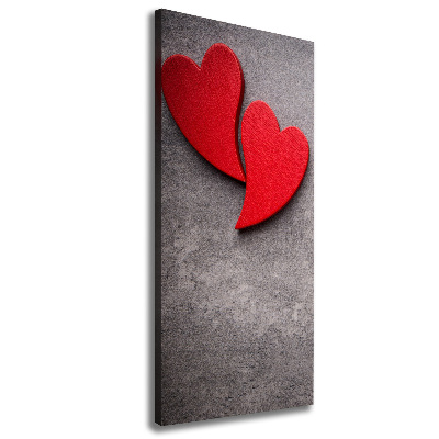 Fotografía en lienzo vertical Corazones rojos