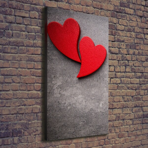 Fotografía en lienzo vertical Corazones rojos