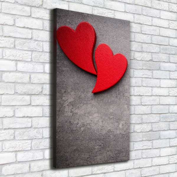 Fotografía en lienzo vertical Corazones rojos