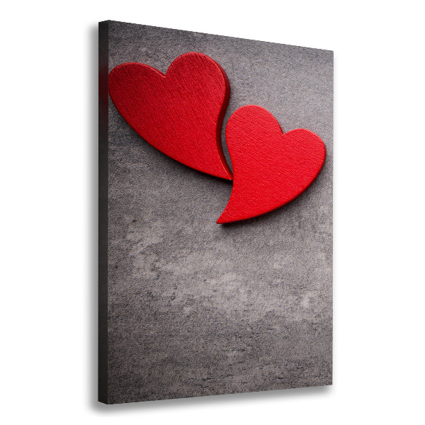 Fotografía en lienzo vertical Corazones rojos