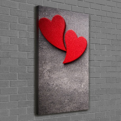 Fotografía en lienzo vertical Corazones rojos