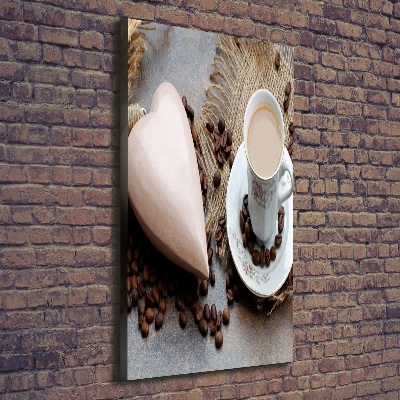 Impresión en lienzo vertical Café y corazón