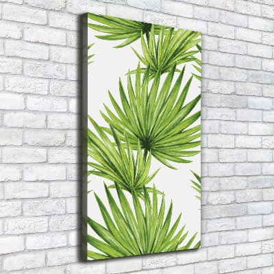 Cuadro moderno en lienzo resistente uv vertical hojas tropicales