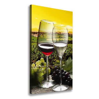 Cuadro moderno en lienzo resistente uv vertical Vino y uvas