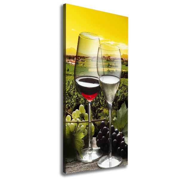 Cuadro moderno en lienzo resistente uv vertical Vino y uvas