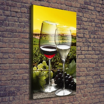 Cuadro moderno en lienzo resistente uv vertical Vino y uvas
