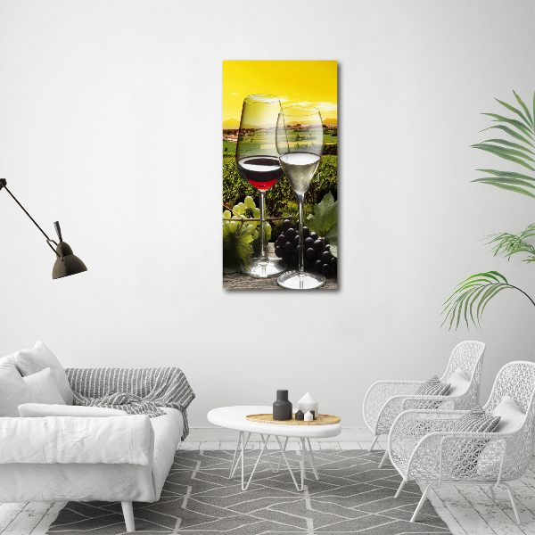 Cuadro moderno en lienzo resistente uv vertical Vino y uvas