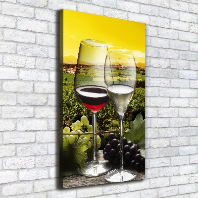 Cuadro moderno en lienzo resistente uv vertical Vino y uvas