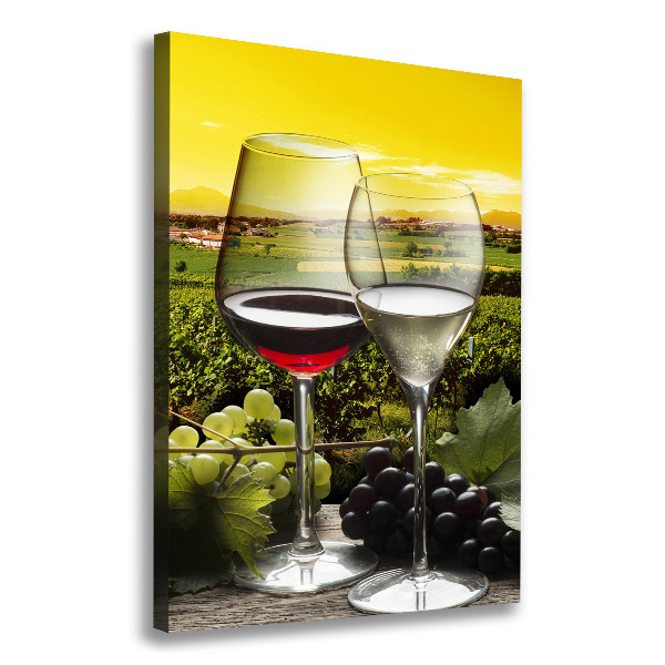 Cuadro moderno en lienzo resistente uv vertical Vino y uvas