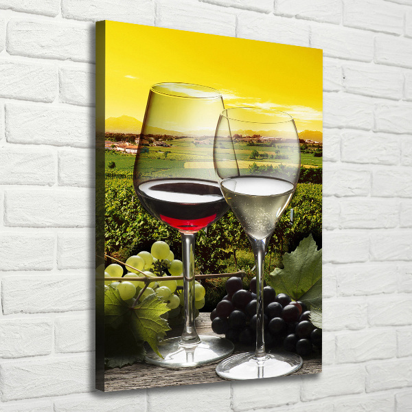 Cuadro moderno en lienzo resistente uv vertical Vino y uvas