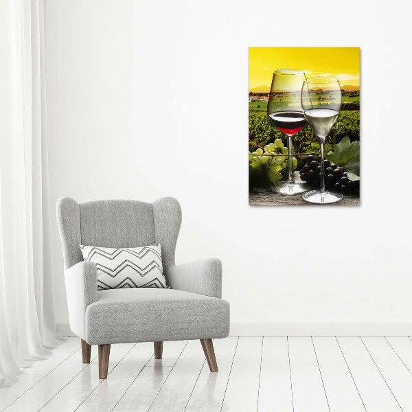 Cuadro moderno en lienzo resistente uv vertical Vino y uvas