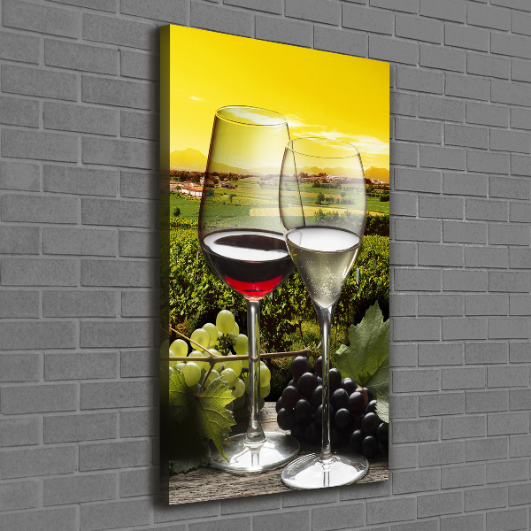 Cuadro moderno en lienzo resistente uv vertical Vino y uvas